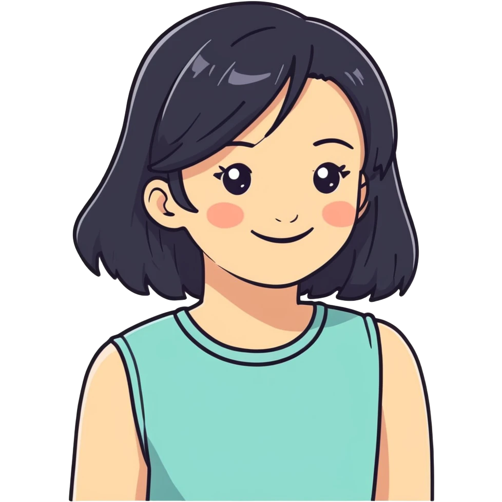 smiling girl with black hair emoji