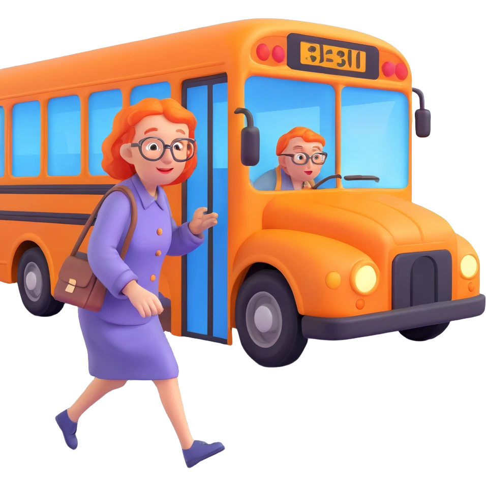 old lady should run to reach the bus, the driver is man under 30 with orange hair emoji