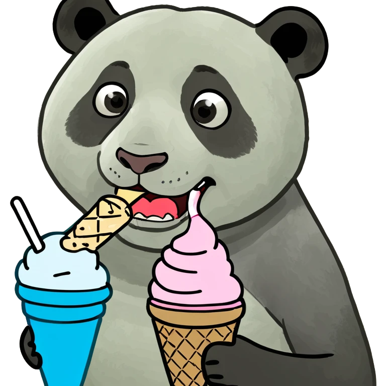 Panda eating ice cream emoji