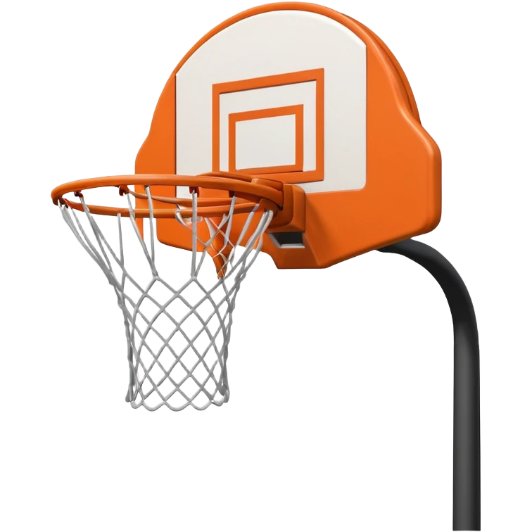 basketball hoop object icon, backboard and rim, net details, 3D cartoon, mobile game icon style, centered, clean background, no text, no watermark
 emoji