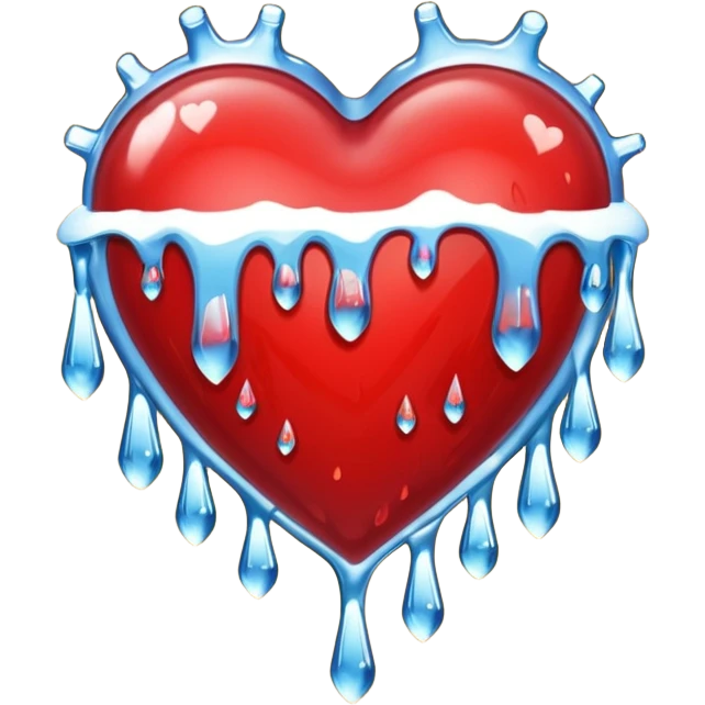cold heart , red heart with icicles dripping on the bottom emoji
