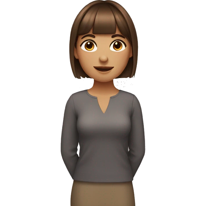 woman with short brown hair and bangs with hazel eyes emoji