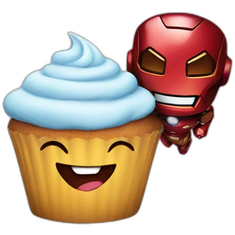 Happy cupcake with Ironman  emoji
