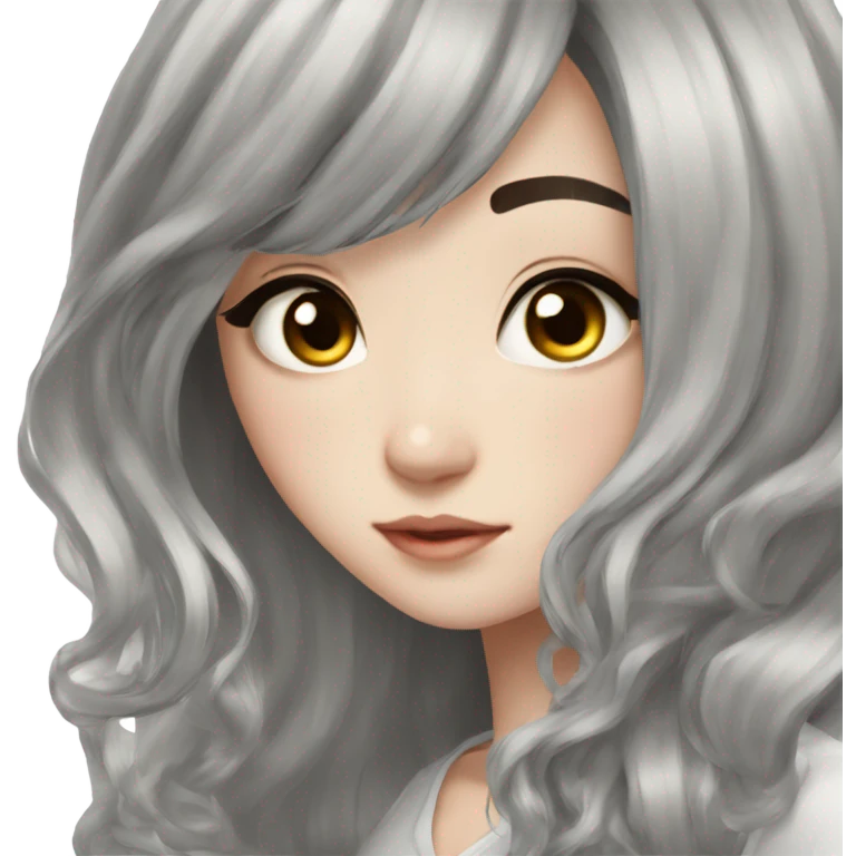 Beautiful girl,Black hair,wavy hair，long hair,Black eyes,Chinese emoji