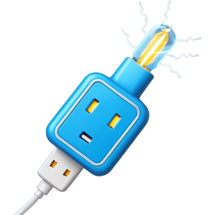 stylized power plug with electric sparks emoji