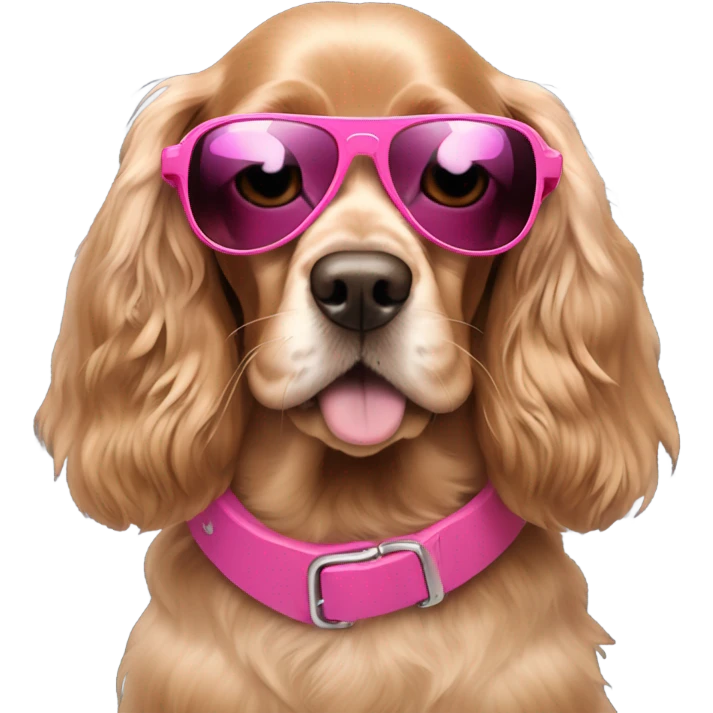 English cocker spaniel with pink sunglasses emoji
