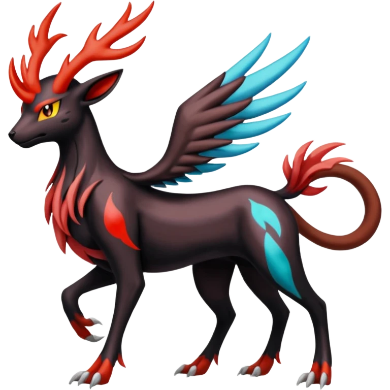 Darkrai-Xerneas-Yveltal-Houndoom-Meloetta-Fakémon-creature-hybrid-fusion, full body emoji