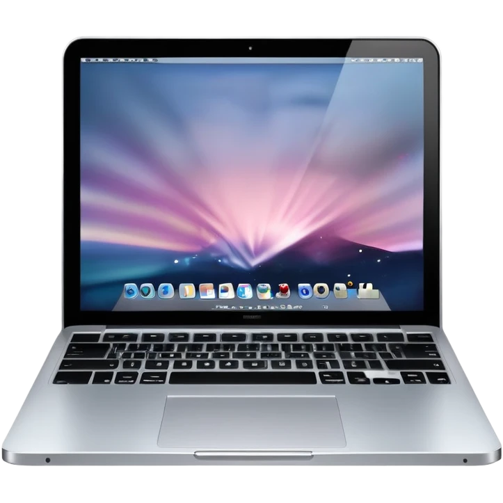 A modern laptop with a glowing screen and sleek aluminum body emoji