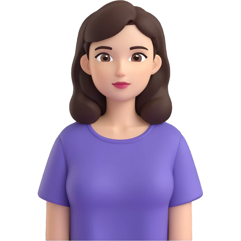 woman with dark brown hair wearing an aesthetic top emoji