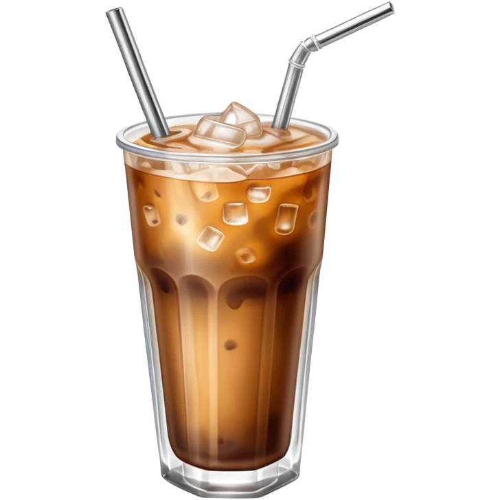 a glass of iced coffee with a metal straw emoji