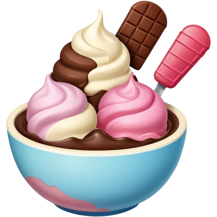 Neapolitan ice cream scoops in a bowl emoji