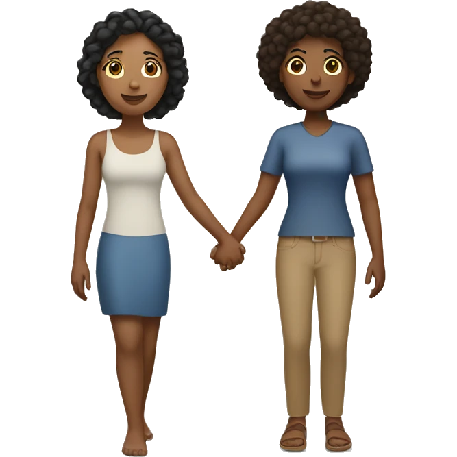 Light black woman and tan Hispanic woman holding hands  emoji