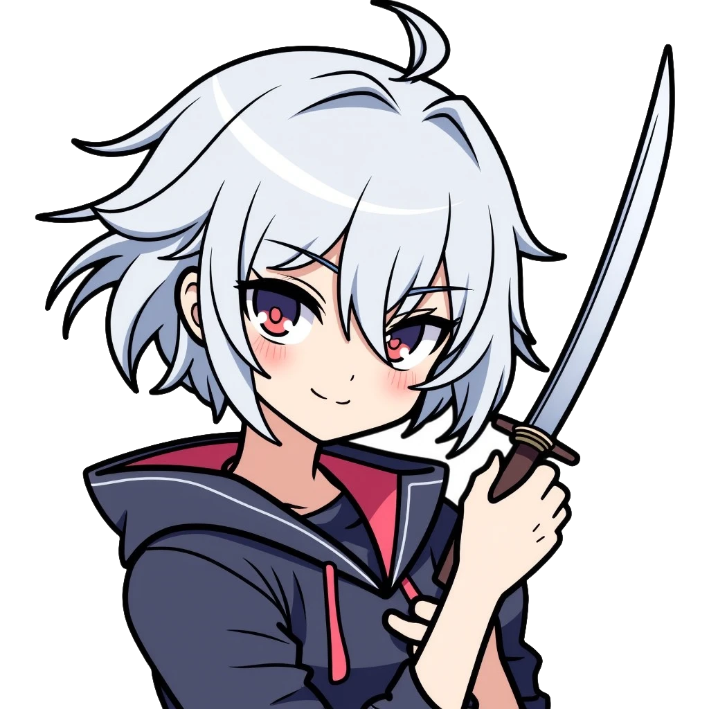 Jett from Valorant, a female character with short white hair, holding kunai knives, wind abilities emoji