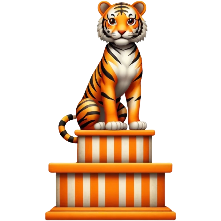 Vintage circus tiger on podium emoji