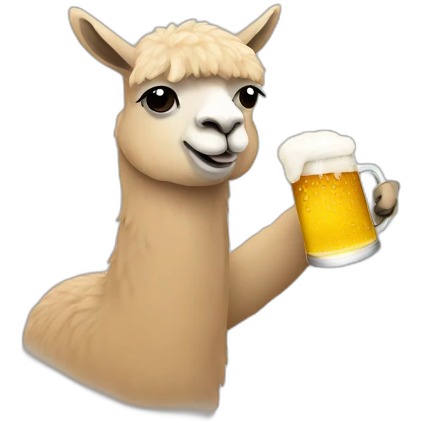 An alpaca drinking beer  emoji