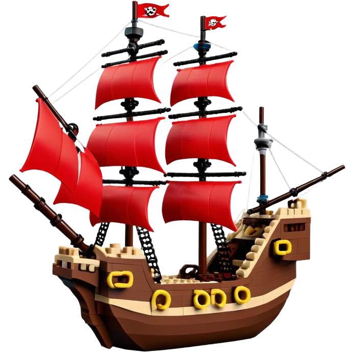 Pirate Ship (Toy) - Lego Pirate Ship (Model Year: 2021) (Iconic colour: Brown with red sails) emoji