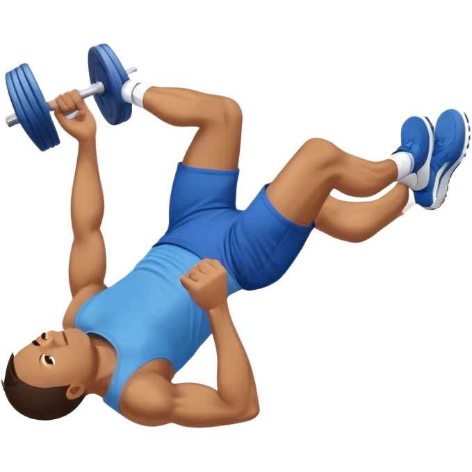 side-view of guy in blue shorts doing decline crunches emoji