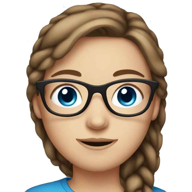 White girl with blue eyes, glasses and brown hair emoji