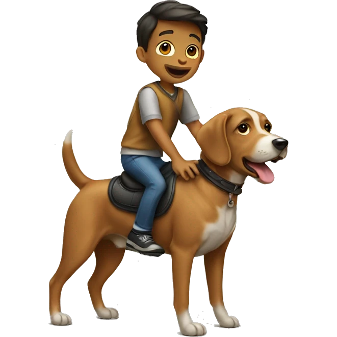 A boy riding a dog emoji