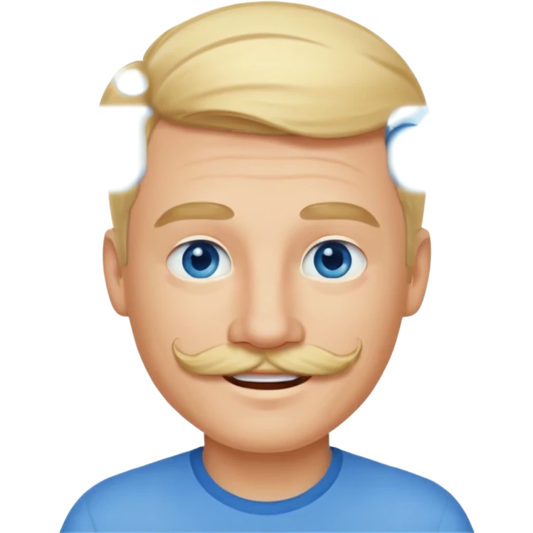 normal emoji 👨🏼 guy with blond hair, mustache, and blue eyes. No shoulders or neck. Just head emoji