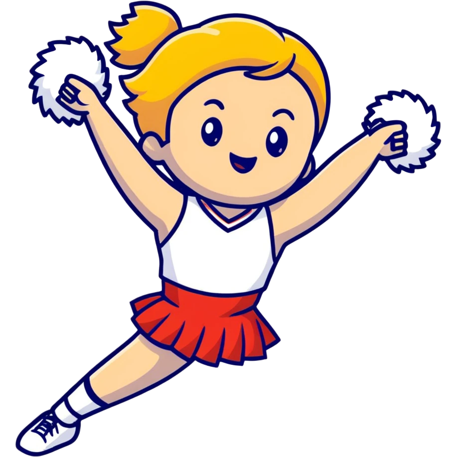 cheerleader cheering with pompoms to the left emoji