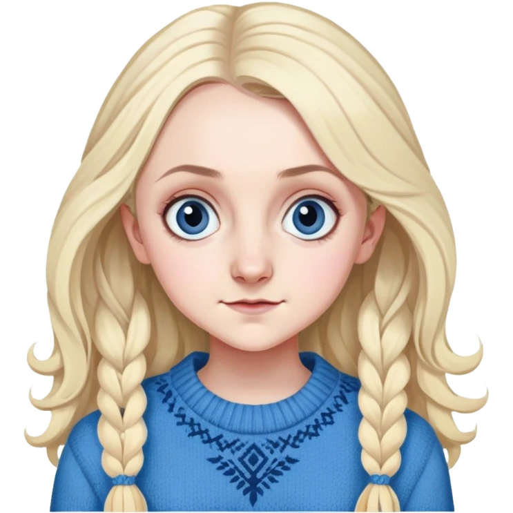 Evanna Lynch is Luna Lovegood in harry potter, wear blue sweater emoji