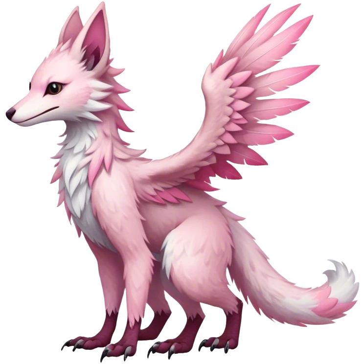 Feral Rare Fantasy cute pastel pink Vernid-Sergal-Trico-species by LiLaiRa, markings, full body, 4 legs emoji
