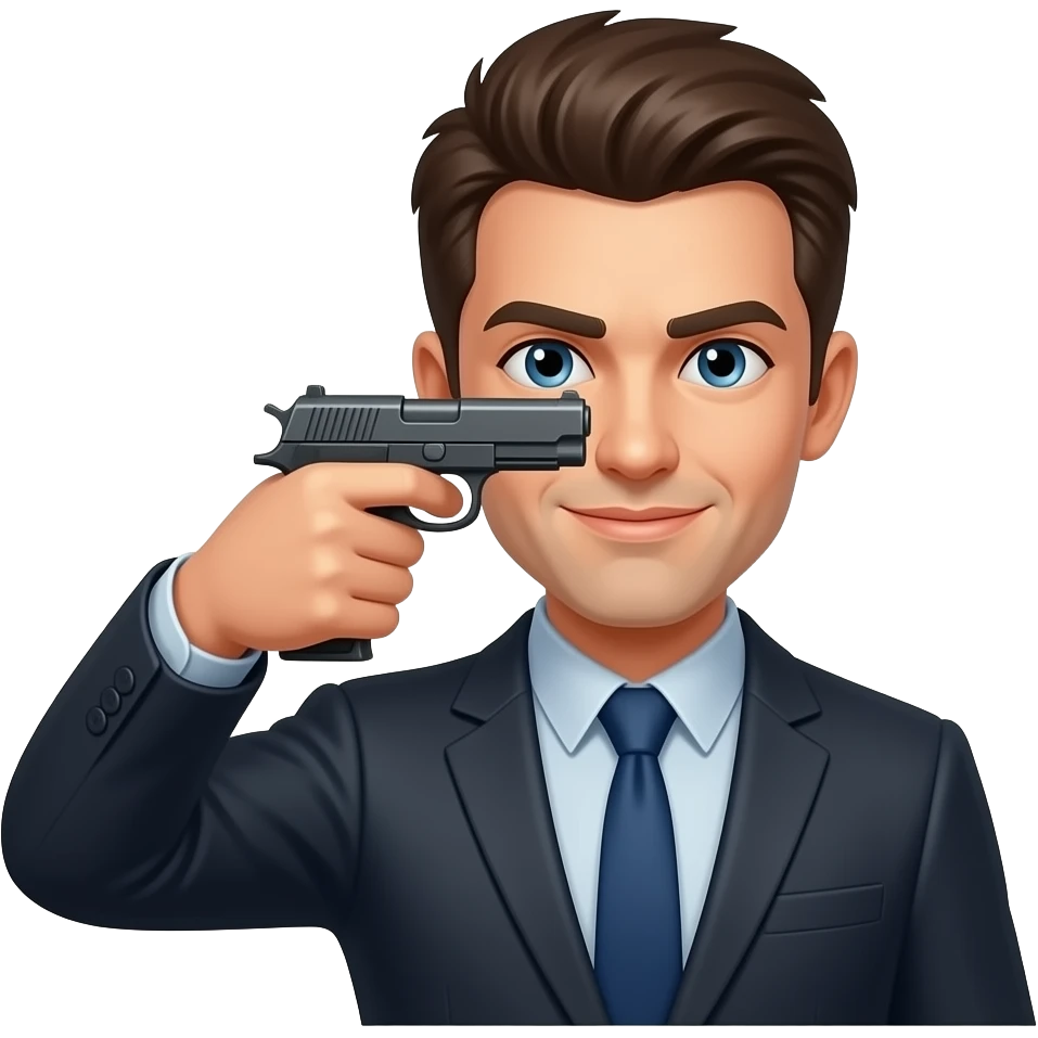 neutral emoji with pistol pointing to it emoji