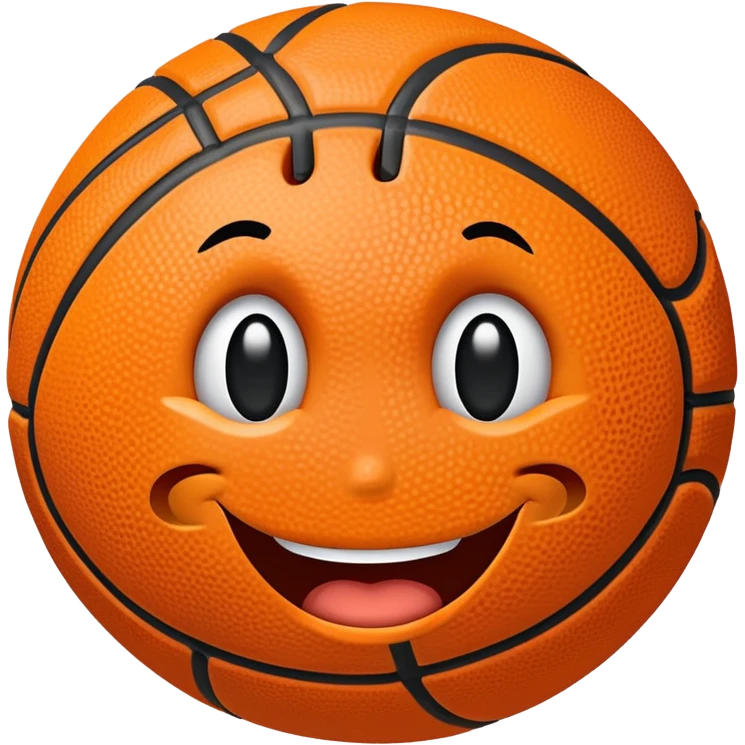 A basketball with a cheeky winking face emoji