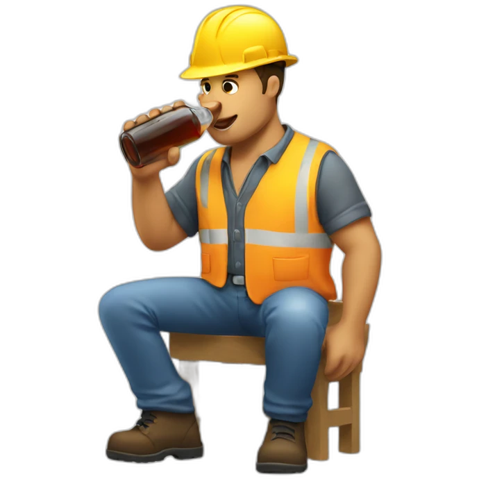 construction worker drinking a bear emoji