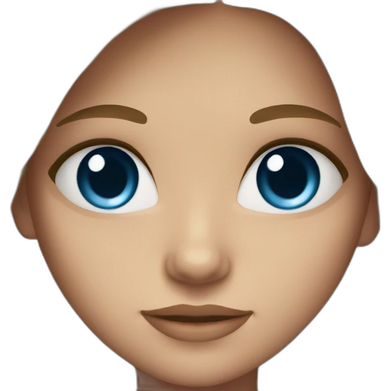 Girl long hair brown and blue eyes emoji