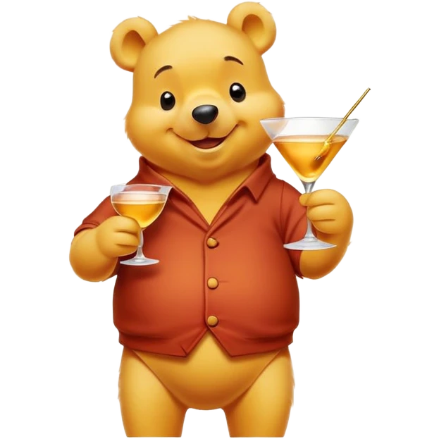 Winnie-the-Pooh with a martini  emoji