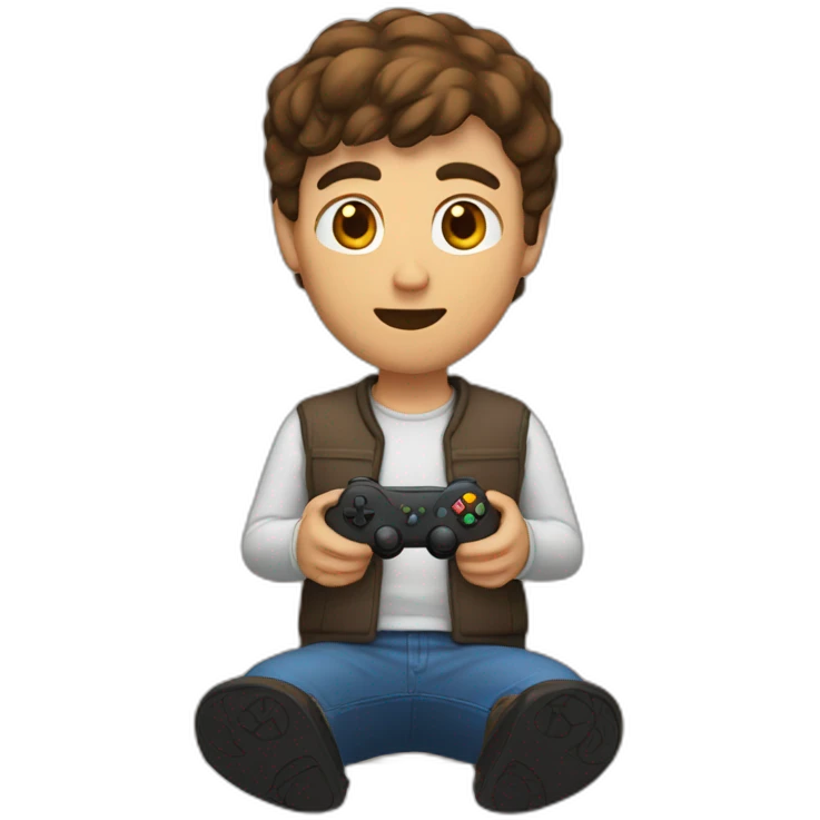 brown haired man playing video game emoji