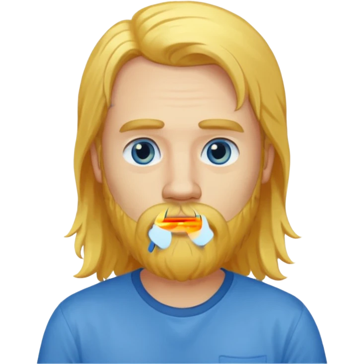 yellow long hair bearded man with shirt emoji