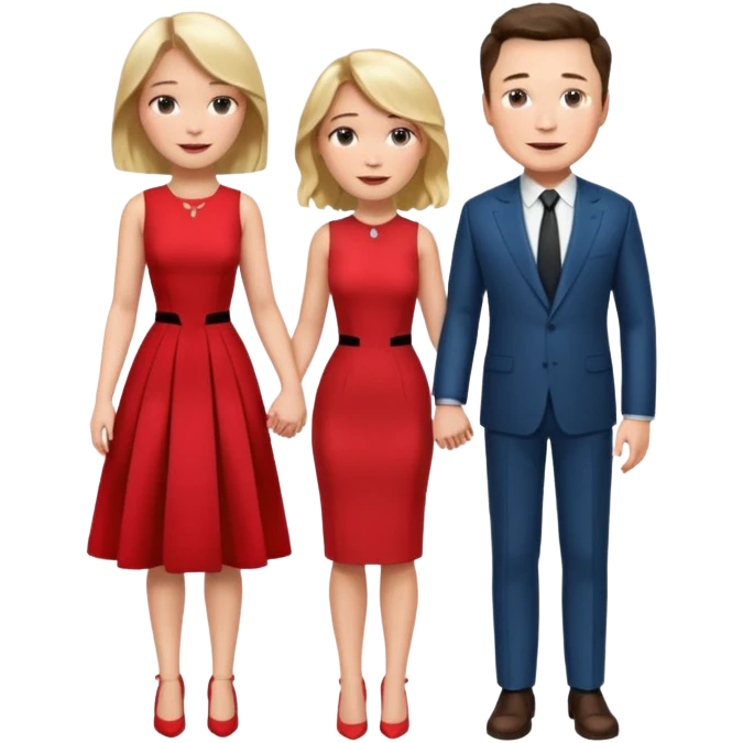 elon musk and Jennifer Lawrence in red dress emoji