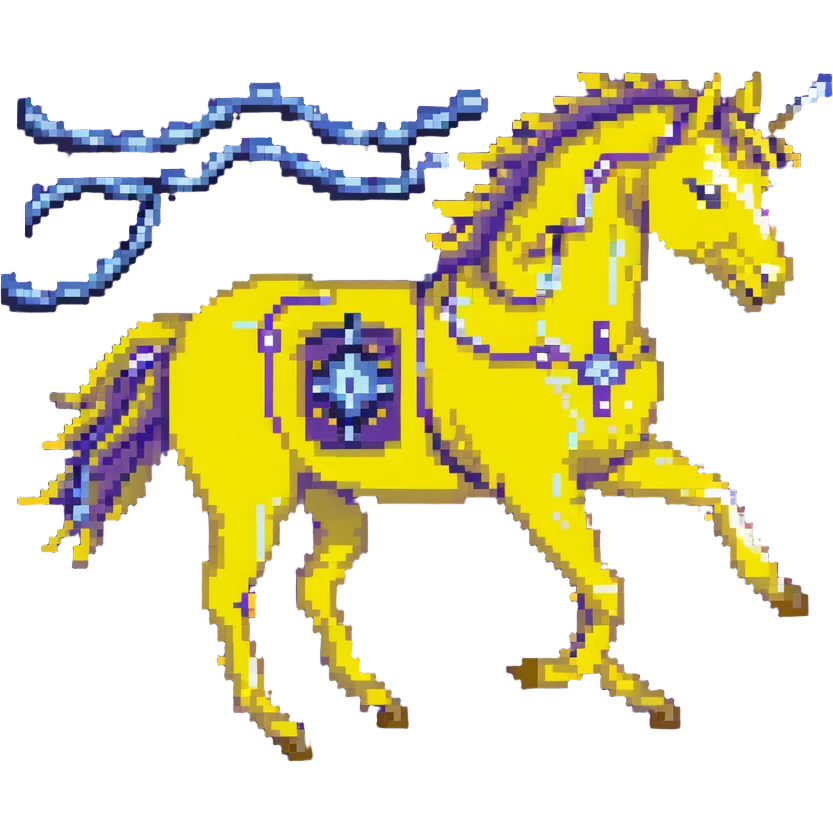 yellow fast electric horse made of electricity, bolts, visible yellow wires, lightning, blue electricity details, galloping emoji
