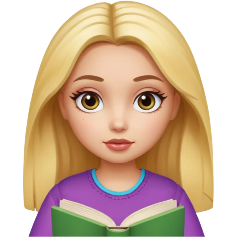 generate a pretty bratz girl with dark circles and a book in hand emoji