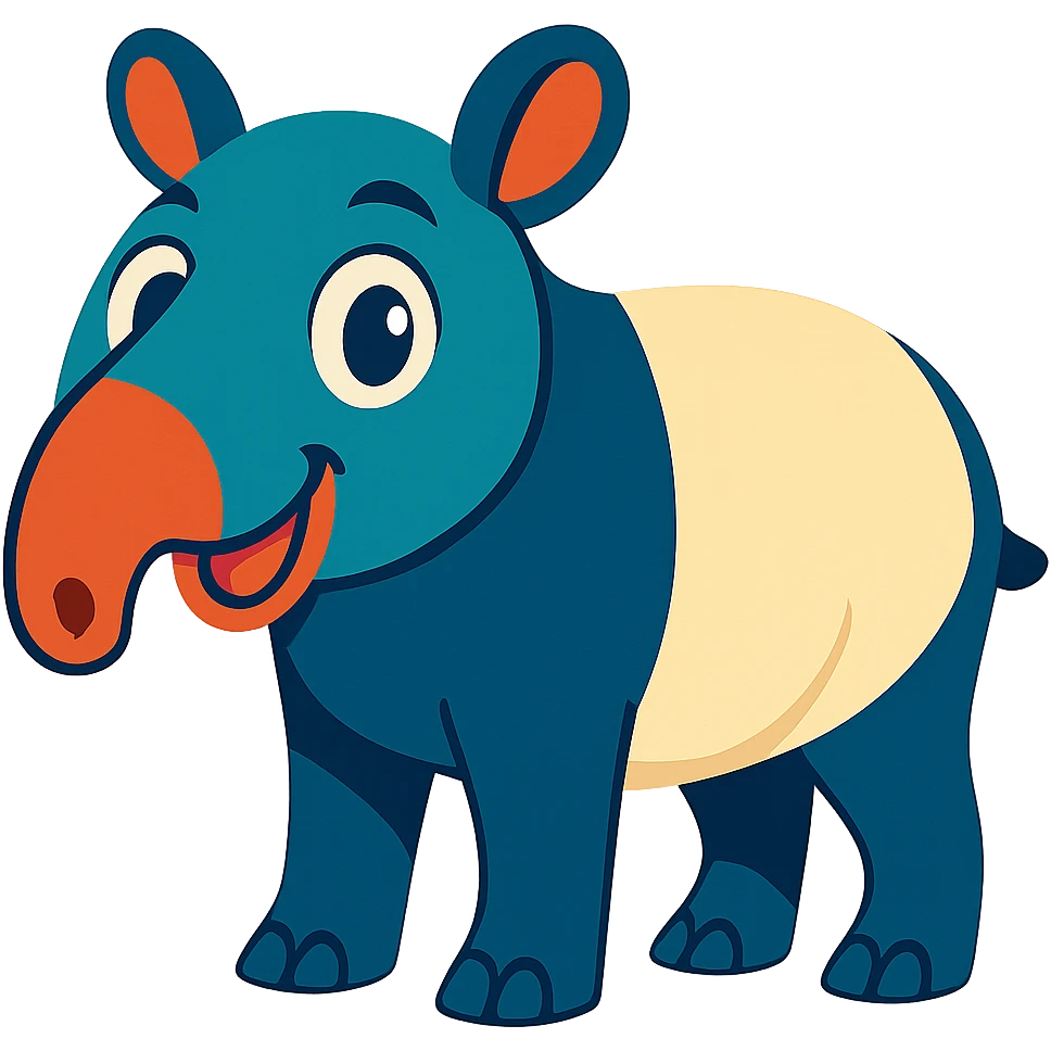 a tapir in a vibrant cartoon style, with bold colors and expressive features emoji