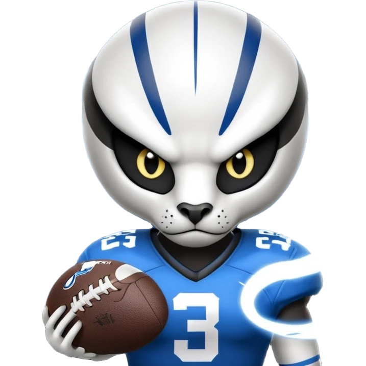 Кобра с чёрными и белыми глазами и чёрной и белой молниями из глаз. У неё чёрно-белая футбольная форма с надписью FangElite emoji