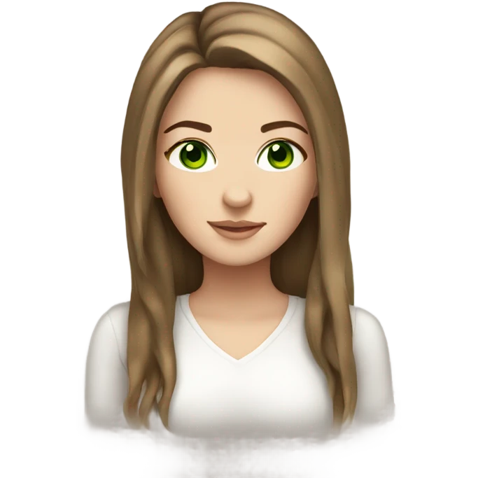 white girl, brown hair, green eyes  emoji