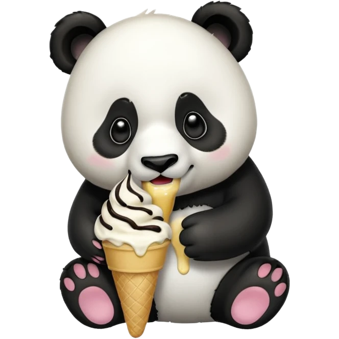 Panda eating ice cream emoji
