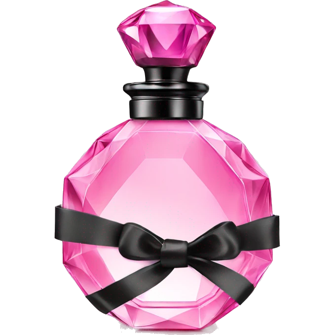 pink crystal perfume bottle with black ribbon display emoji