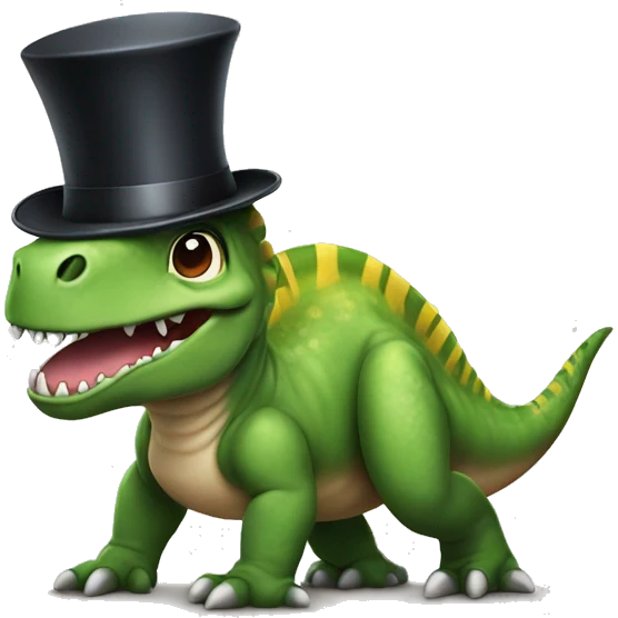 Dino with a tophat emoji
