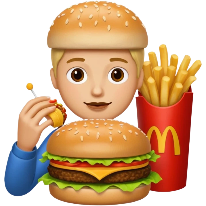 A ultra yummy Big Mac add a person eating it emoji