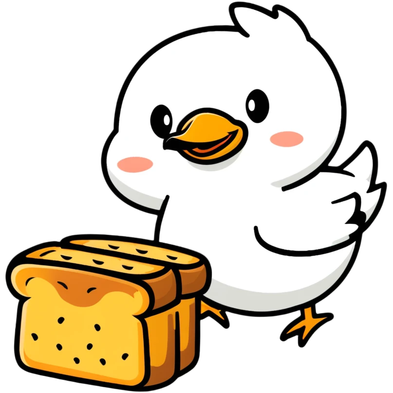 duck made of gluten emerging from bread loaf emoji