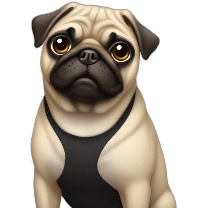 pug wearing a black t-shirt emoji