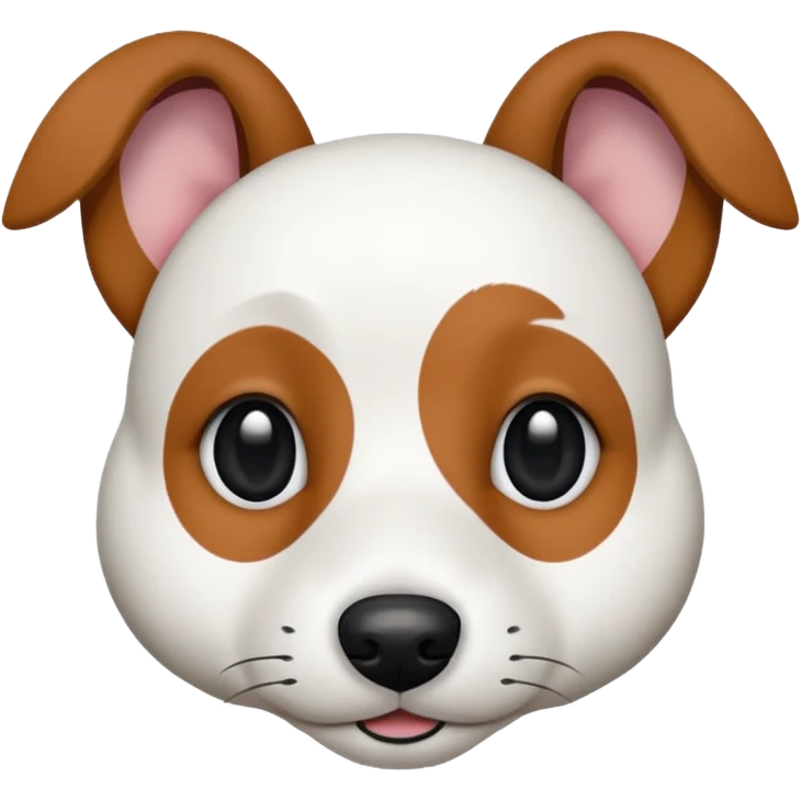 a fully white jack russell the size of a kelpie with floppy ears and a half white face emoji
