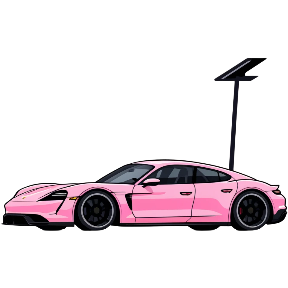 pink porsche taycan electric sports car emoji