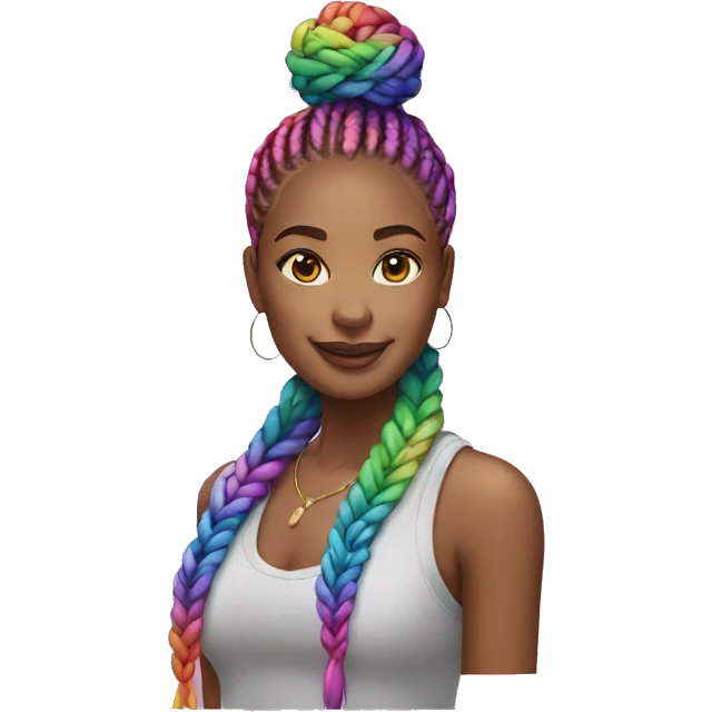 woman with rainbow box braids emoji