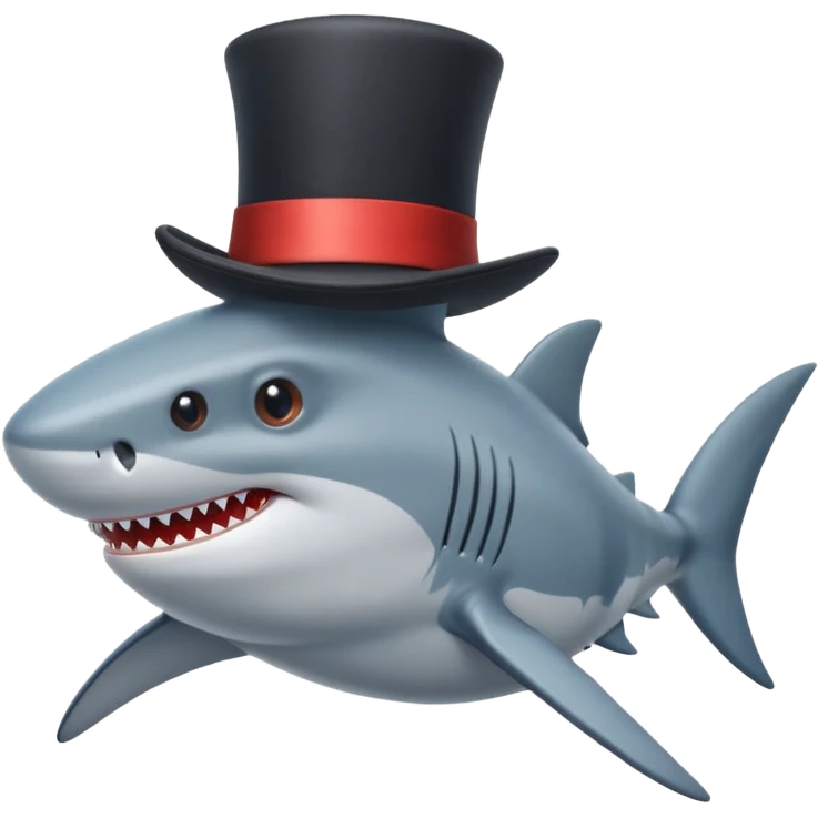 Shark with a top hat emoji
